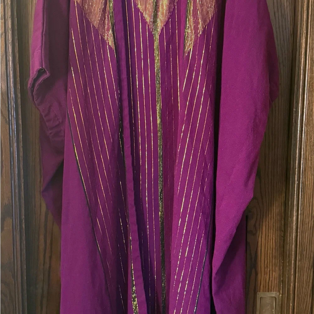 Plum & Gold Maxi Kimono Robe Lurex